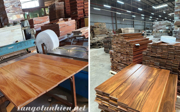 Cận cảnh bề mặt sàn gỗ tự nhiên sau xử lý UV – màu sắc đẹp, vân gỗ rõ nét, chống xước và độ bền vượt trội.