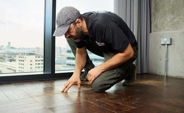 Kiểm tra sàn gỗ trước khi chà nhám