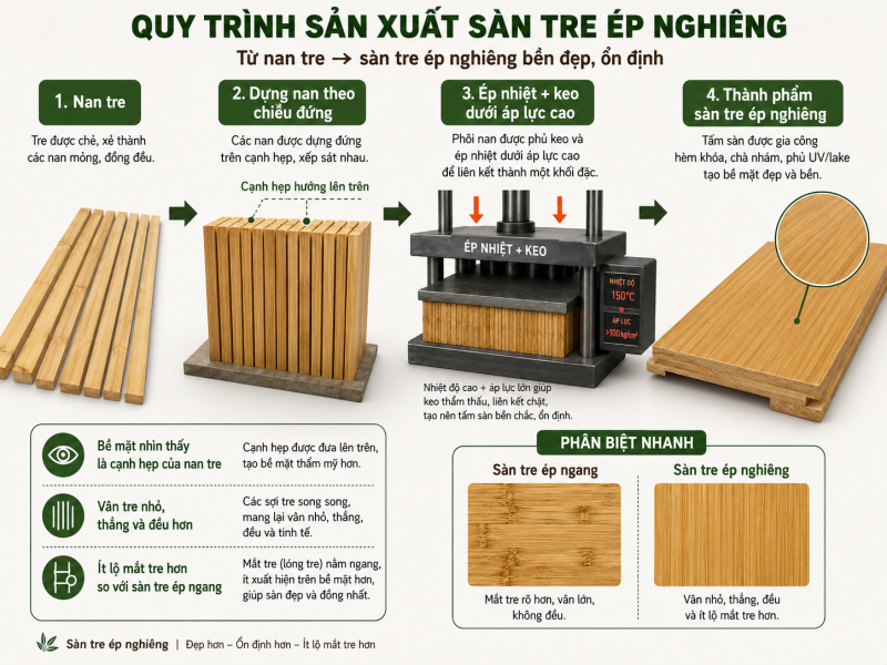 Quy trình sản xuất sàn tre ép nghiêng