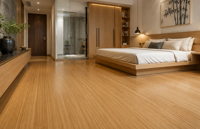 Sàn gỗ Tre ép nghiêng lát phòng ngủ an toàn cho sức khỏe