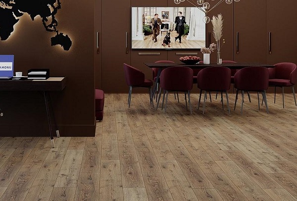 Sàn nhựa hèm khóa màu nâu xám