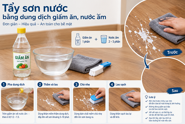 Tẩy sơn nước bằng giấm ăn