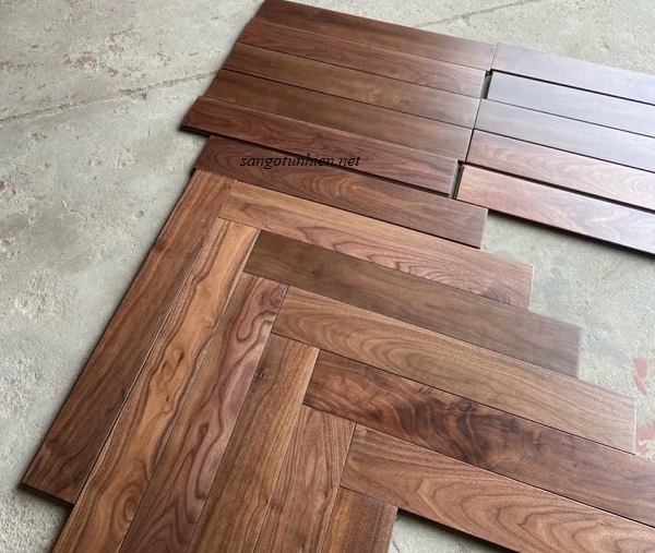 Thanh sàn gỗ Óc Chó xương cá kích thước 15 x 90 x 600mm