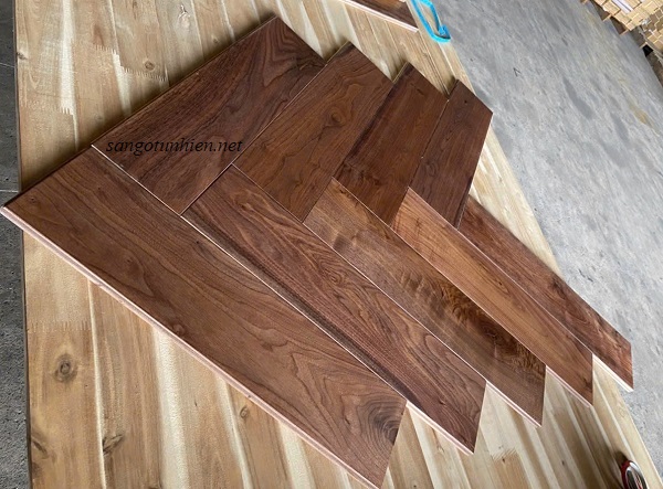 Thanh ván sàn gỗ xương cá Óc Chó kích thước 15x90x450mm