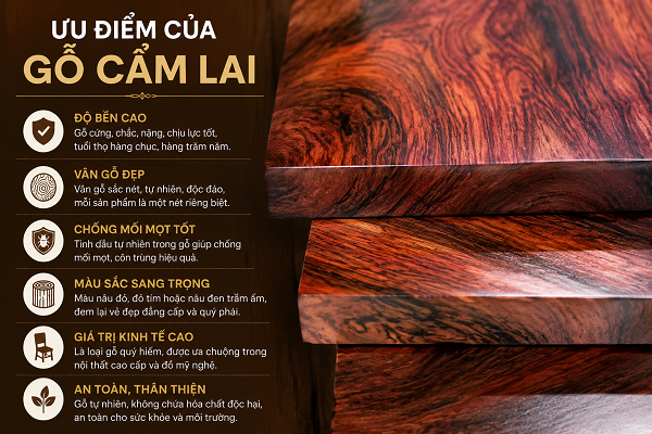 Ưu điểm gỗ Cẩm Lai