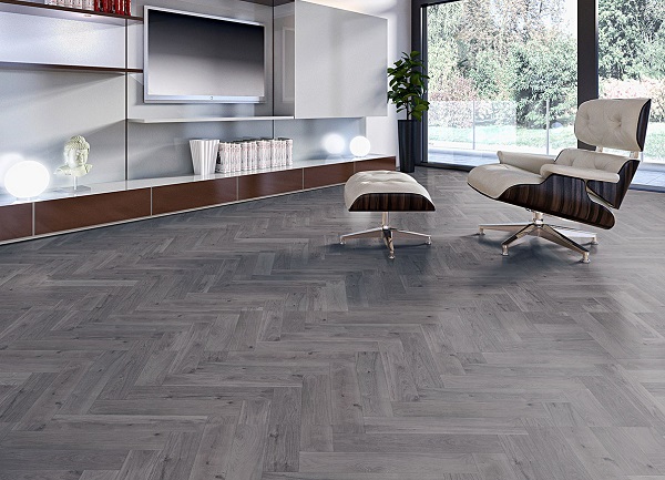 Ván sàn màu xám lát xương cá